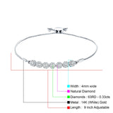 14K Gold 9 Twist Rope Chain Round Natural Diamond Adjustable Bracelet