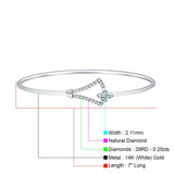 14K Gold 2.11mm Inter Quartet Bangle Bracelet Round Natural Diamond