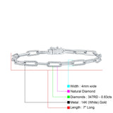 14K Gold 4mm Paperclip Bracelet Interlock Round Natural Diamond