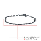 Minimalist 7.5" Link Chain Interlocking Bracelet 925 Sterling Silver