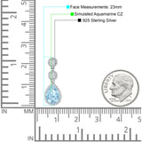 Pear Teardrop Halo Drop Dangle Earring Cubic Zirconia 925 Sterling Silver
