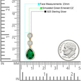 Pear Teardrop Halo Drop Dangle Earring Cubic Zirconia 925 Sterling Silver