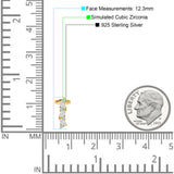 Marquise Zig Zag Bar Stud Earring Cubic Zirconia 925 Sterling Silver