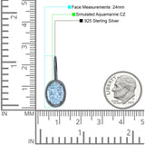 Oval Solitaire Drop Dangle Leverback Earring Cubic Zirconia 925 Sterling Silver
