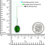 Oval Solitaire Drop Dangle Leverback Earring Cubic Zirconia 925 Sterling Silver
