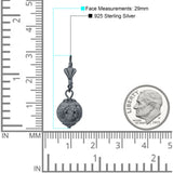 Round Diamond Cut Dangling Ball Leverback Earrings 925 Sterling Silver