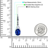 Oval Drop Dangle Triangular Cubic Zirconia Leverback Earring 925 Sterling Silver