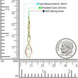 Music Note Infinity Style Leverback Earring Cubic Zirconia 925 Sterling Silver