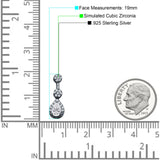 Drop Dangle 19mm Pear Stud Earrings Cubic Zirconia 925 Sterling Silver