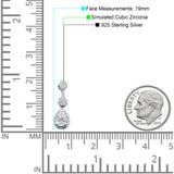 Drop Dangle 19mm Pear Stud Earrings Cubic Zirconia 925 Sterling Silver