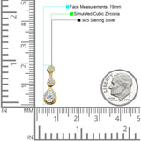 Drop Dangle 19mm Pear Stud Earrings Cubic Zirconia 925 Sterling Silver