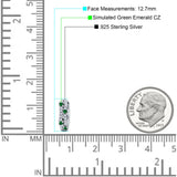 Minimalist 12.7mm Round CZ & Green Emerald CZ Hoop Earrings 925 Sterling Silver