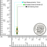 Minimalist 12mm Round CZ & Green Emerald CZ Trio Hoop Earrings 925 Sterling Silver