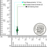 Minimalist 12.7mm Round CZ & Green Emerald CZ Hoop Earrings 925 Sterling Silver