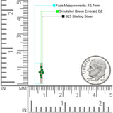 Minimalist 12.7mm Round CZ & Green Emerald CZ Hoop Earrings 925 Sterling Silver