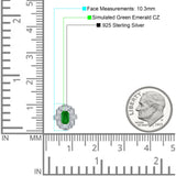 Floral 10.3mm Multistone Stud Earrings Green Emerald CZ 925 Sterling Silver