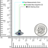 Minimalist 6mm Evil Eye Stud Earrings  Blue Sapphire CZ 925 Sterling Silver