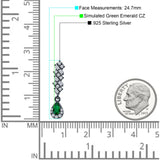 Dangle Drop Pear Stud Earrings Green Emerald CZ 925 Sterling Silver