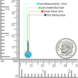 Round 6mm Lab Created Opal Leverback Earrings 925 Sterling Silver