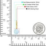 Round 8mm Lab Created Opal Leverback Earrings 925 Sterling Silver