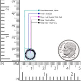 Round Lab Created Opal Beaded Oxidized Stud Earring 925 Sterling Silver