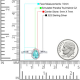 Pear Teardrop Halo Cubic Zirconia Solitaire Ring 925 Sterling Silver