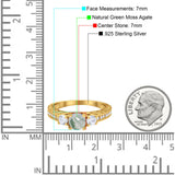 Three Stone Art Deco Round Natural Stone Ring