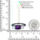 Three Stone Round Natural Stone Ring