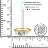 Three Stone Round Natural Stone Ring