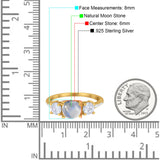 Three Stone Round Natural Stone Ring