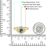 Art Deco Oval Natural Stone Flower Ring