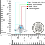 Hand Of Hamsa 13mm Evil Eye Cubic Zirconia Ring 925 Sterling Silver