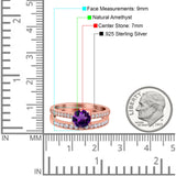 Art Deco Round Natural Stone Wedding Set Ring