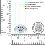 Round 13.5mm Cluster Cubic Zirconia Evil Eye Ring 925 Sterling Silver