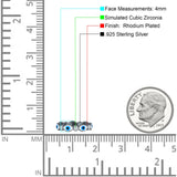 Evil Eye 4mm Round Cubic Zirconia Stackable Band 925 Sterling Silver