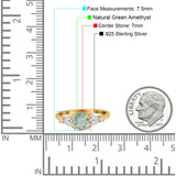 Art Deco Round Natural Stone Leaf Style Ring
