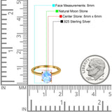  Oval Natural Stone Solitaire Cathedral Ring