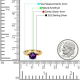  Round Natural Stone Solitaire Cathedral Ring