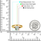  Round Natural Stone Solitaire Cathedral Ring