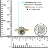 Art Deco Oval Natural Stone Flower Ring