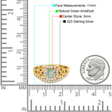Cushion Cut Halo Round Natural Stone Ring