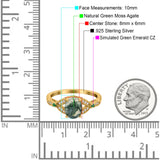 Oval Natural Stone Leaf Design Beaded Ring