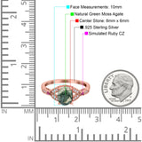 Oval Natural Stone Leaf Design Wedding Ring