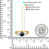 Three Stone Round Natural Stone Ring