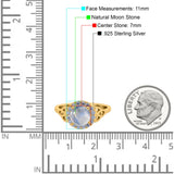 Art Deco Round Natural Stone Triquetra Ring