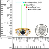 Two Piece Round Natural Stone Trio Ring