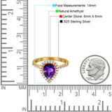 Pear Teardrop Natural Stone Halo Ring
