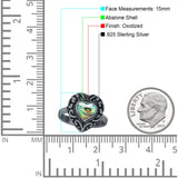 Oxidized Heart Abalone Shell Filigree Ring