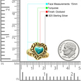 Oxidized Heart Turquoise Filigree Ring