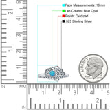 Round Lab Created Blue Opal Hamsa Hand Ring